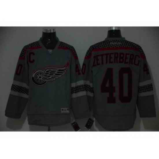 NHL detroit red wings #40 Henrik Zetterberg Charcoal Cross Check Fashion jerseys